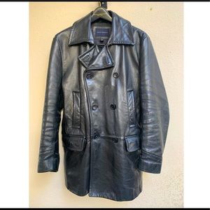 Vintage Banana Republic leather Pea Coat